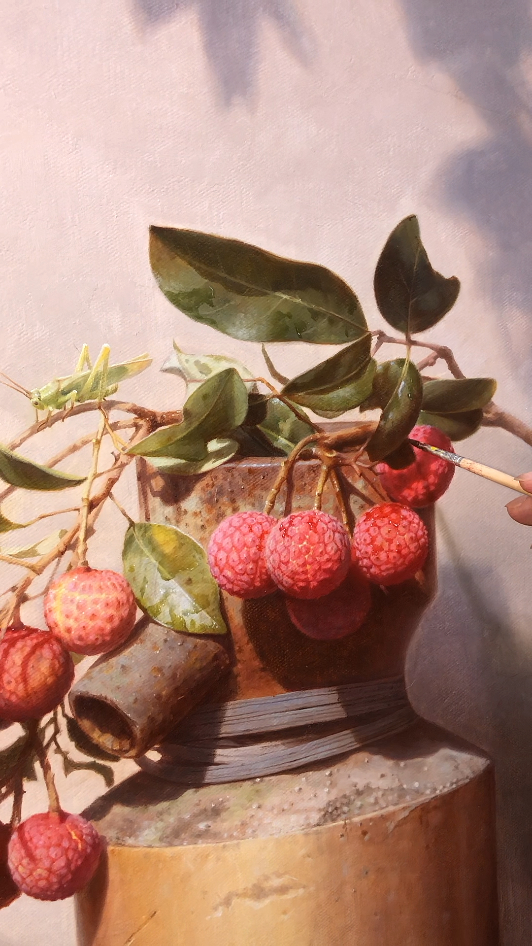 油画#炎炎夏日吃一粒荔枝