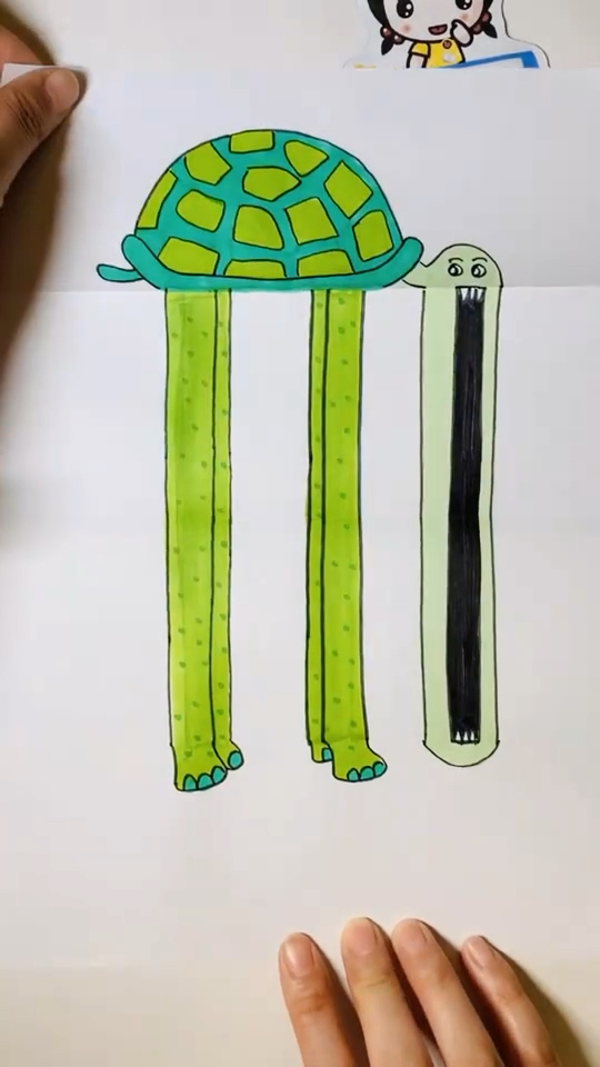 简笔画#小乌龟折叠画