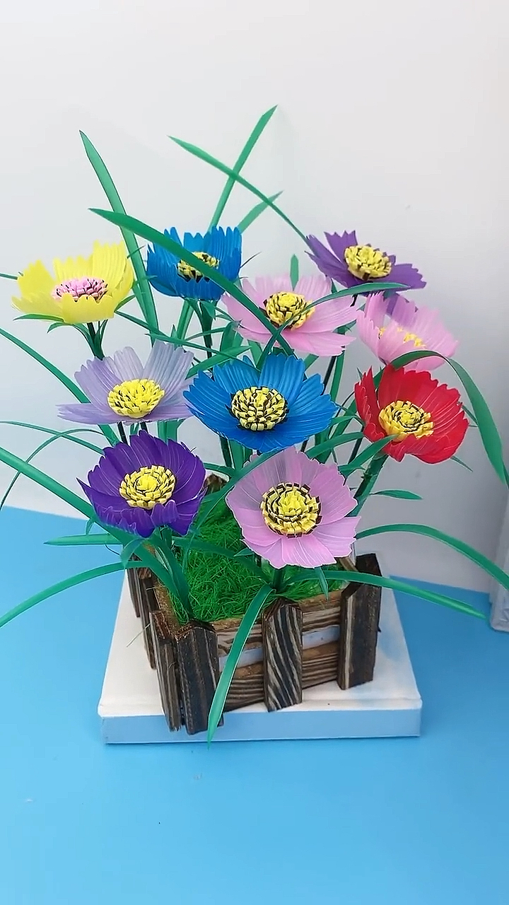 手工吸管花#小小吸管大变身,漂亮吗