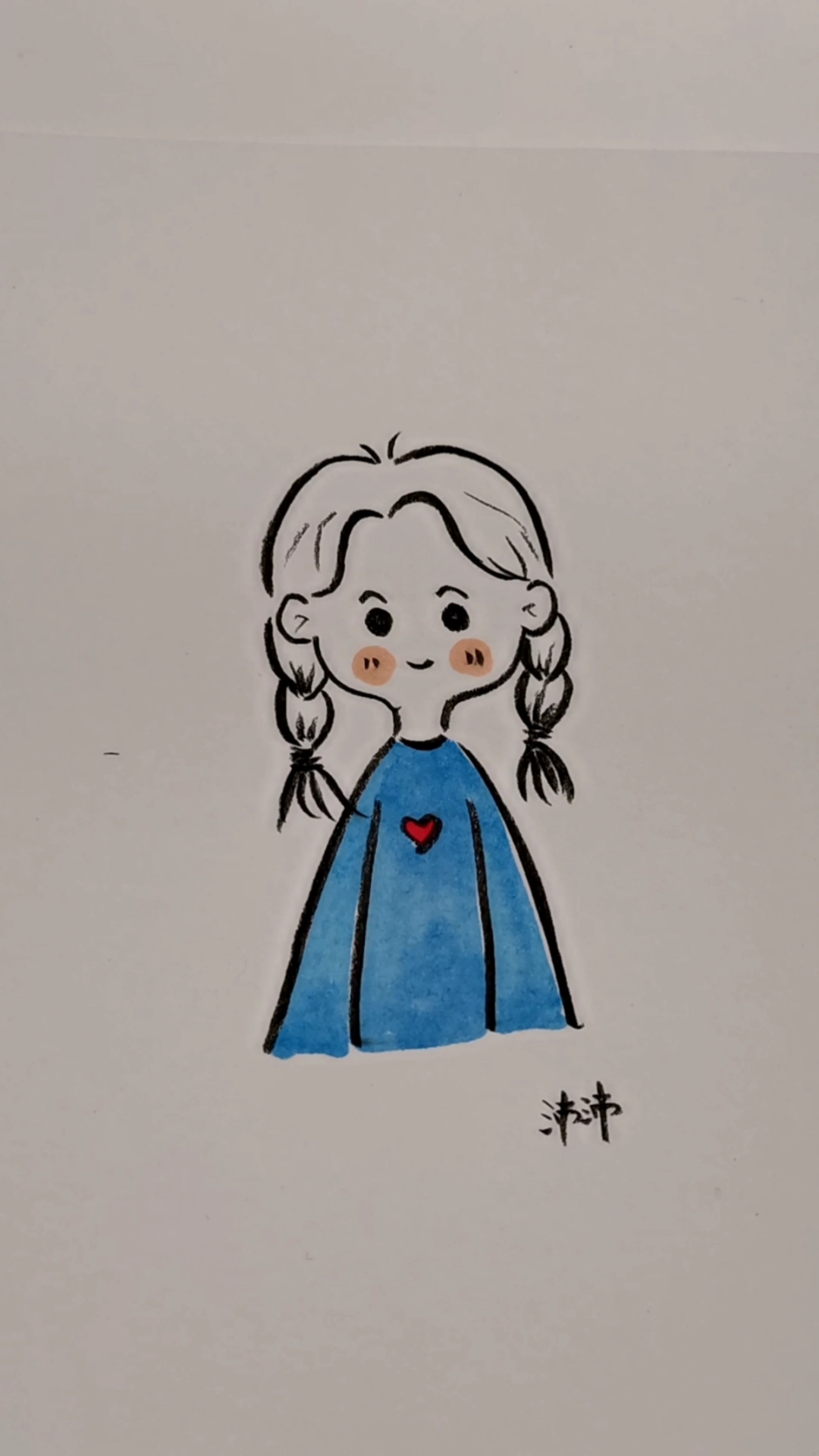 简笔画#可爱双辫子小女孩