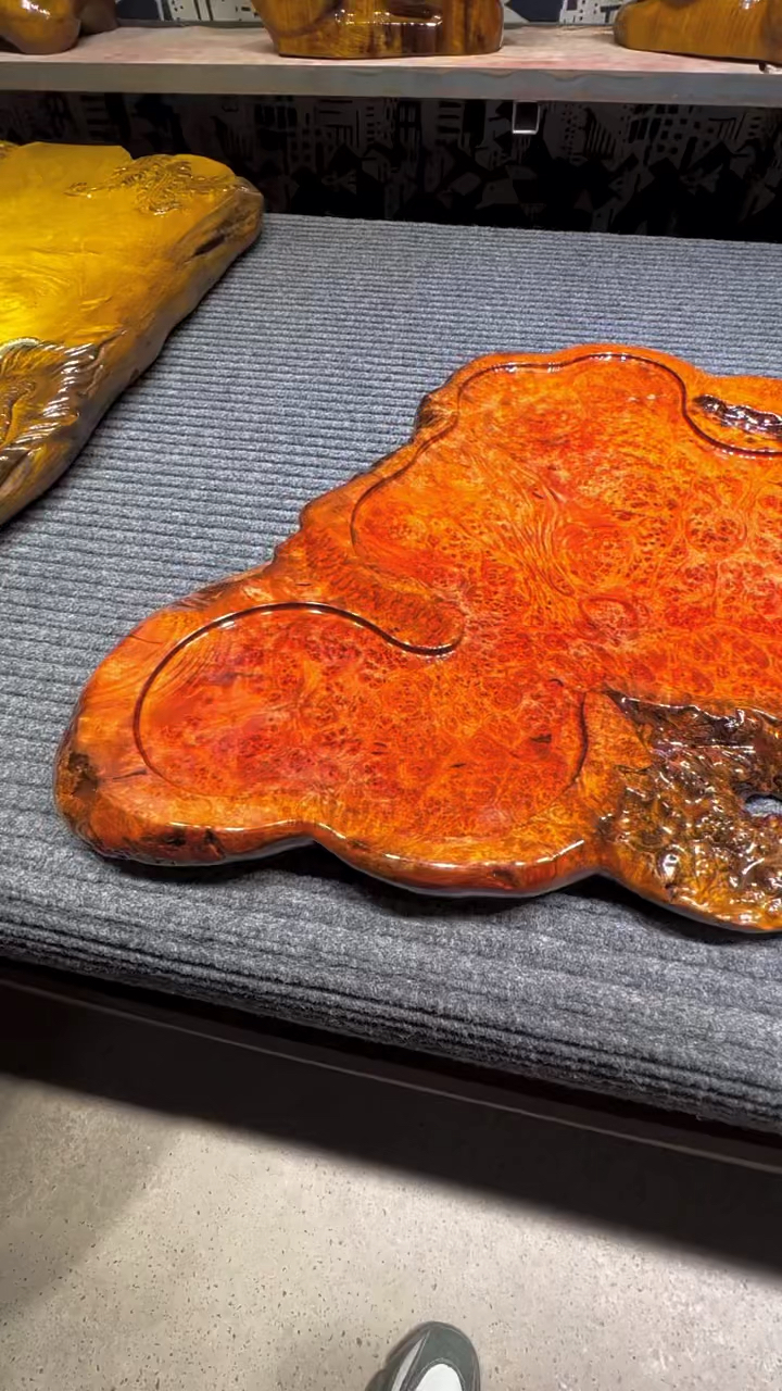 黄金樟自然边茶盘#实木茶盘