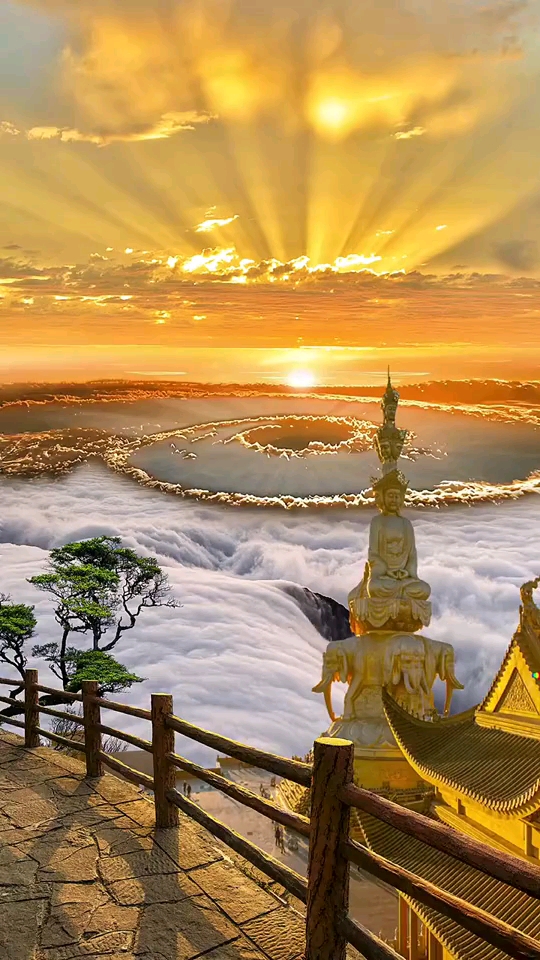 峨眉山金顶云海仙境,难得一见!