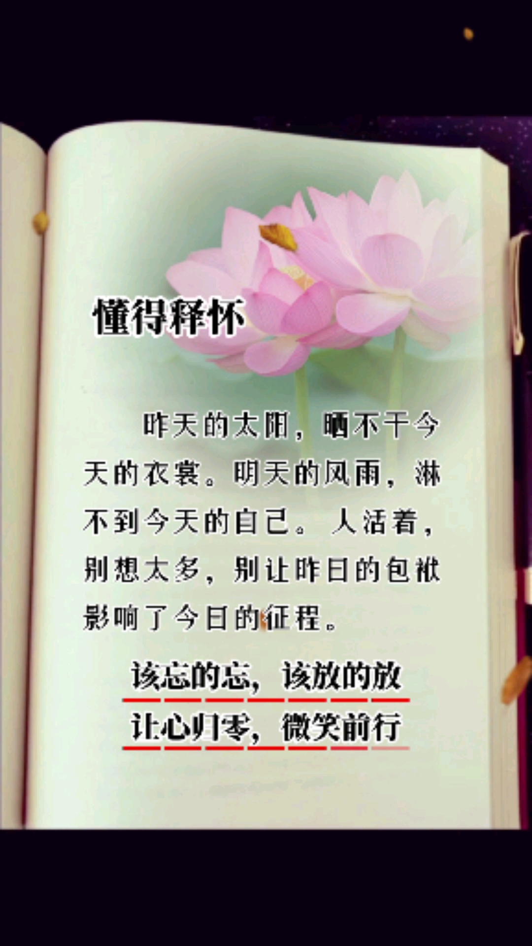 感悟人生该忘的忘该放的放让心归零微笑前行