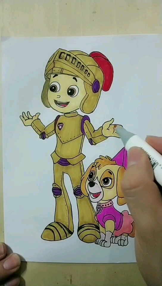 今天分享汪汪队莱德和天天简笔画