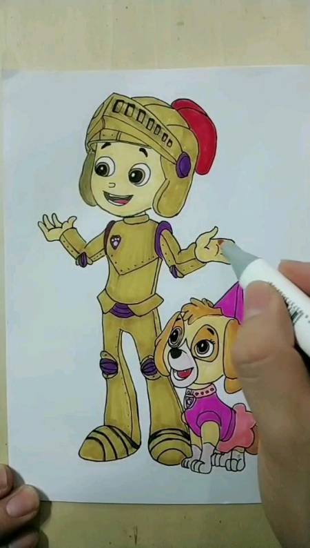 今天分享汪汪队莱德和天天简笔画