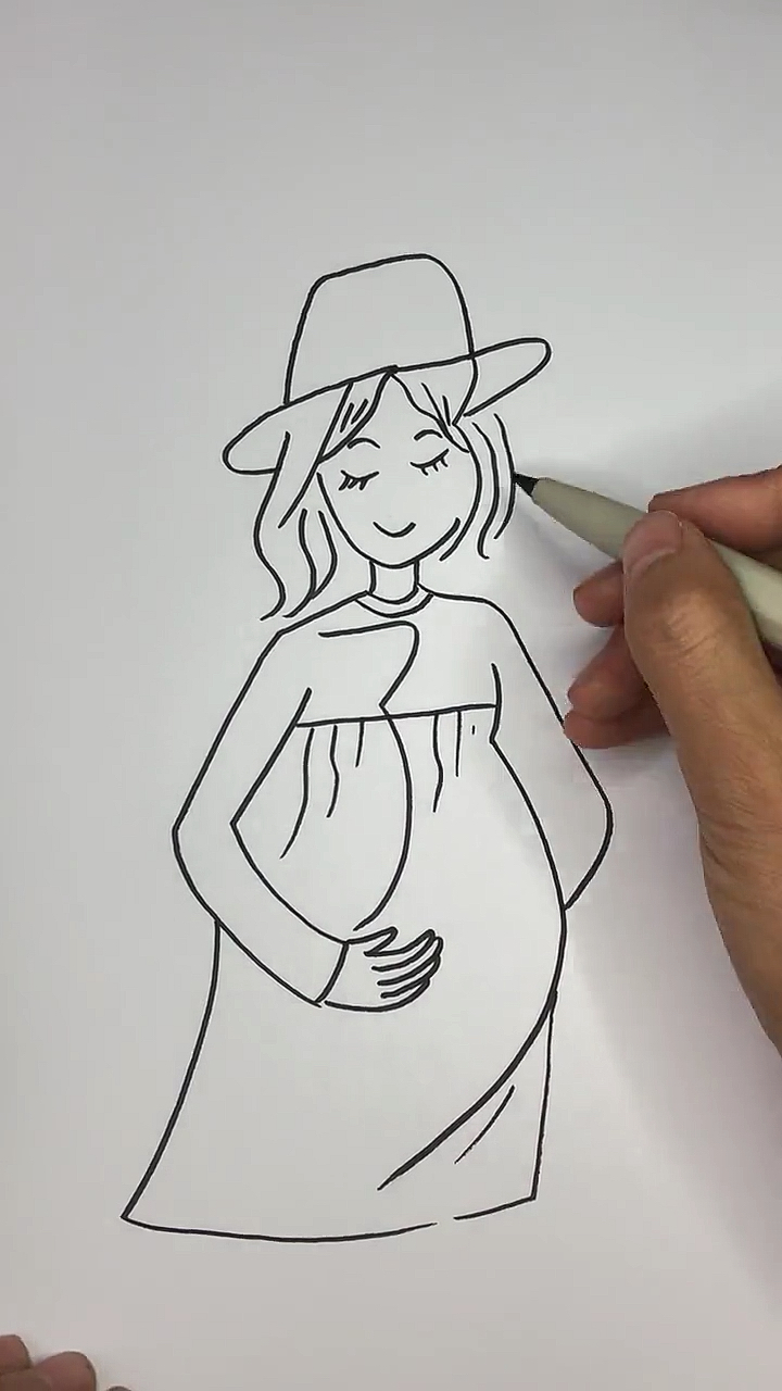 金心简笔画#孕字画妈妈