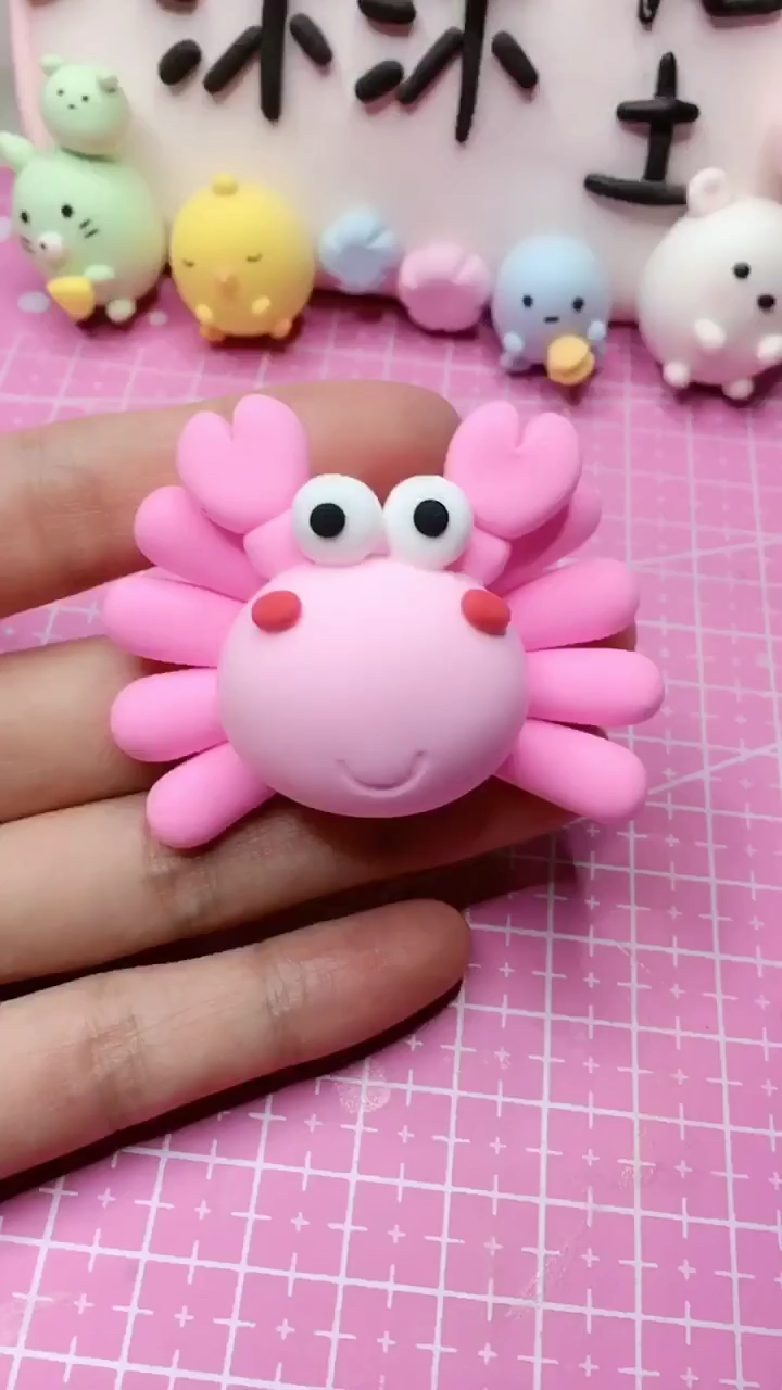 超轻粘土#可爱的粘土螃蟹0215-度小视