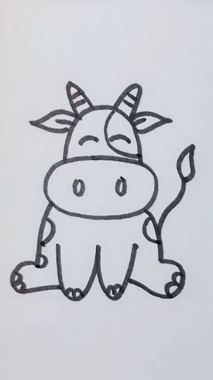 可爱小牛的简笔画图片