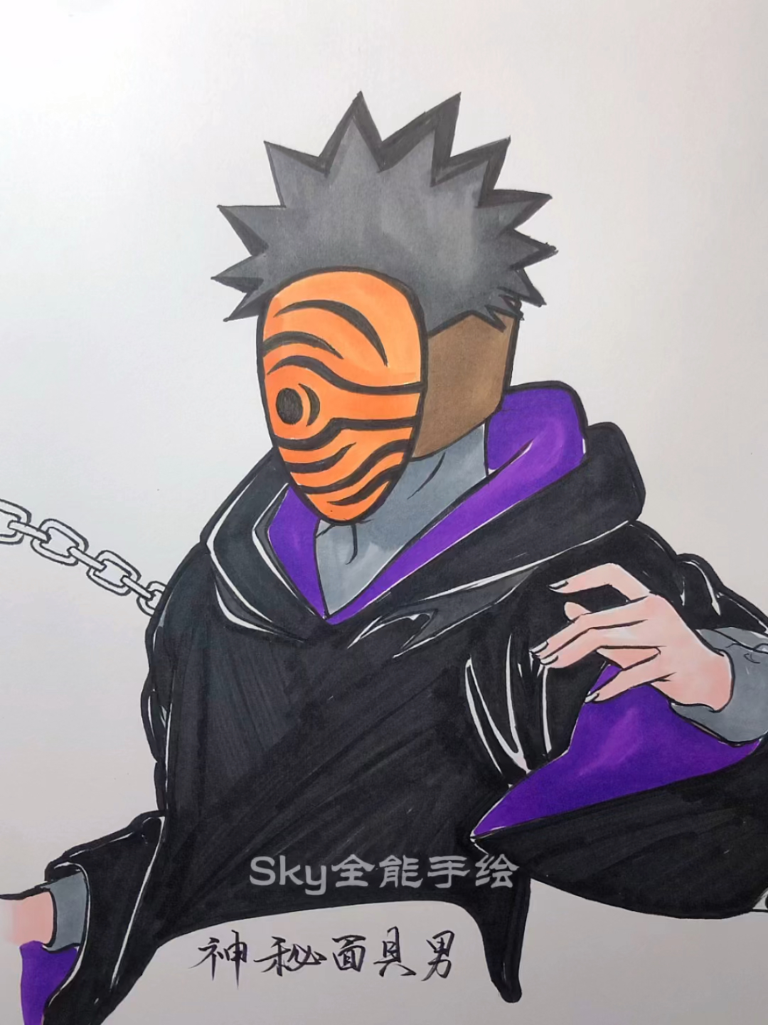 画画原来如此简单手绘动漫人物神秘的面具男你知道是谁吗