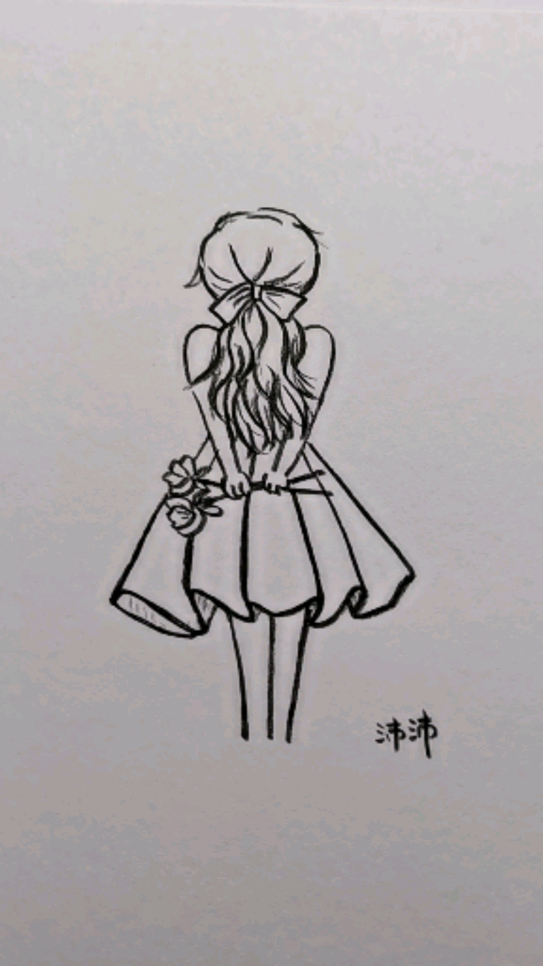 画画的baby#小美女背影