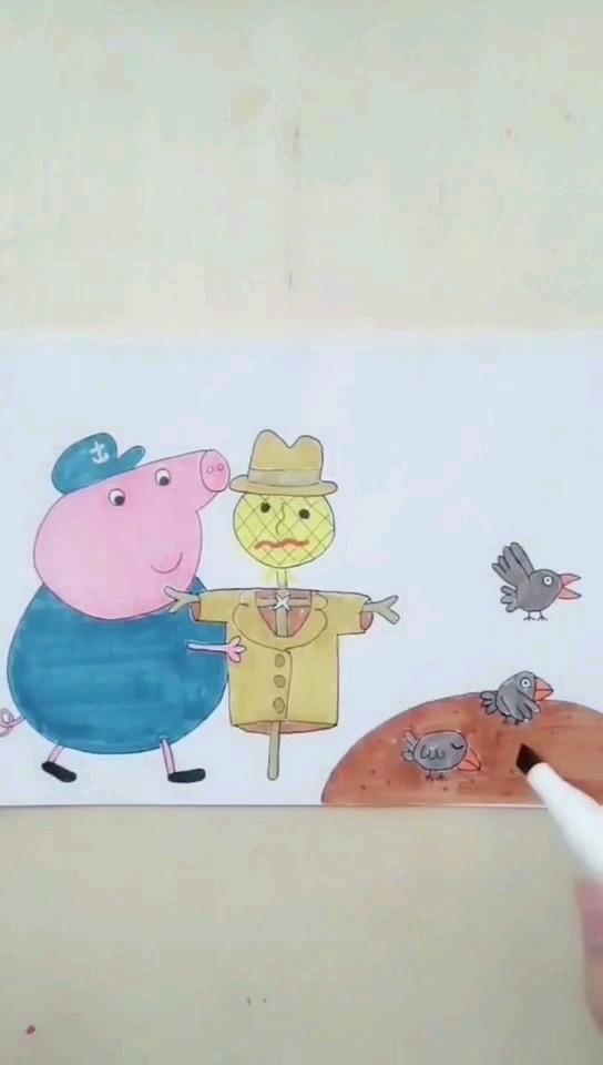 今天分享猪爷爷稻草人简笔画