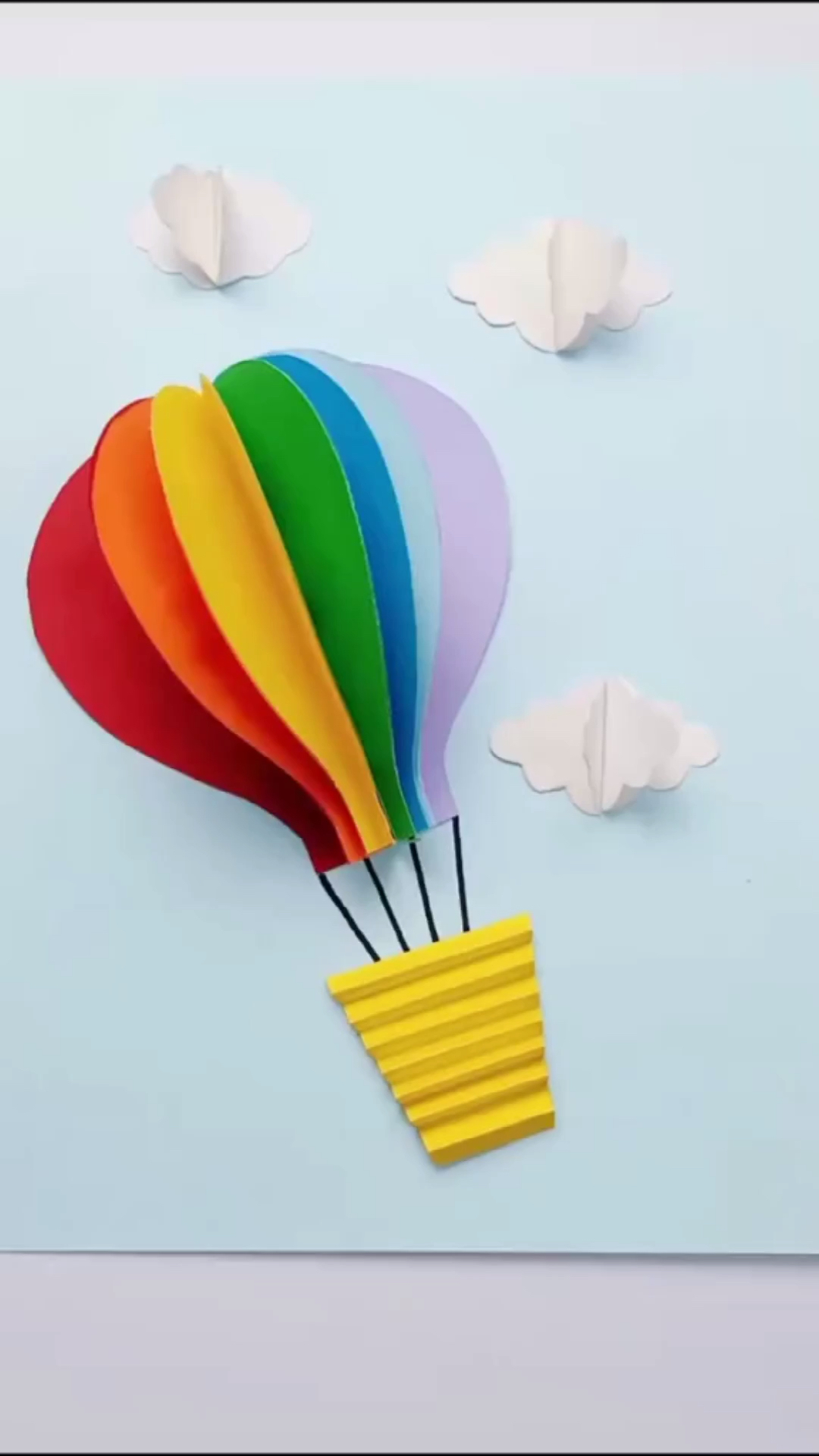 手工折纸#立体七彩热气球