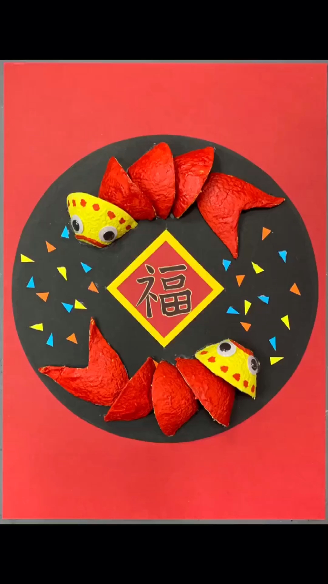 创意手工diy蛋托做的年年有鱼祝大家新年快乐年年有鱼