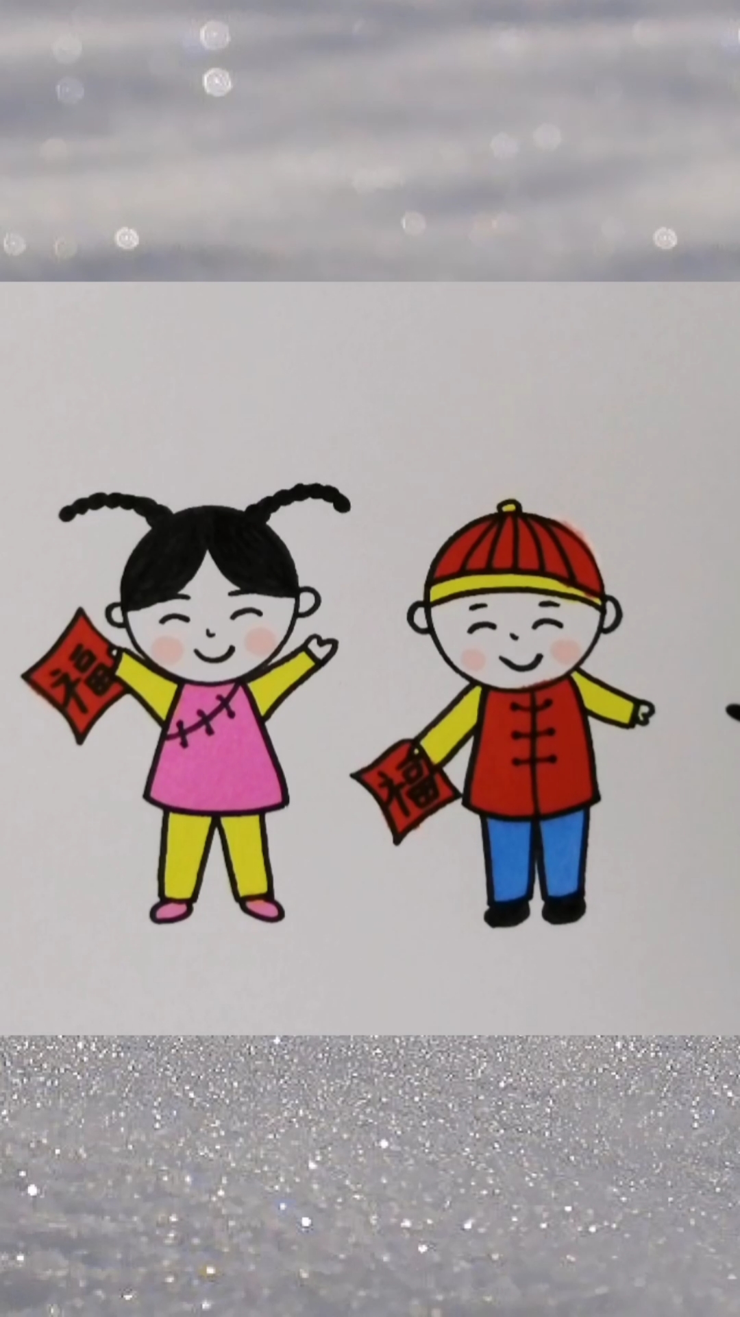 画画原来如此简单#画两个可爱的福娃,喜欢的收藏起来哦