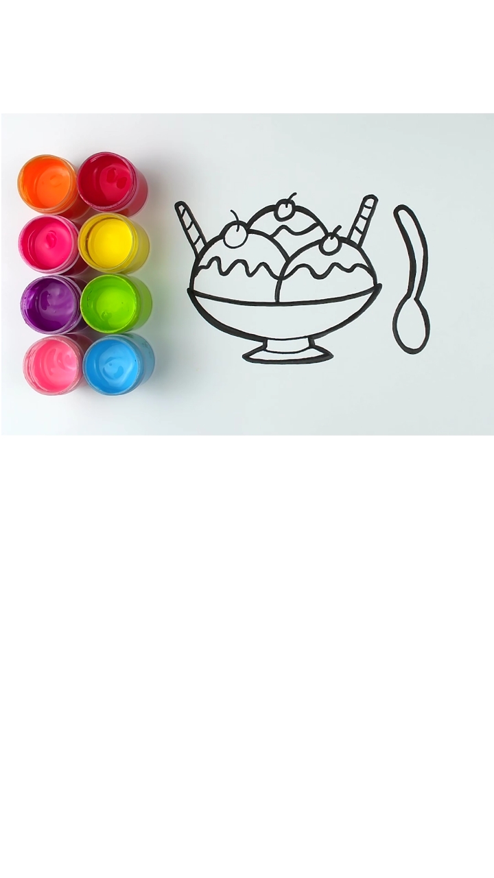 儿童绘画涂色#学画冰淇淋杯并涂色-度小视