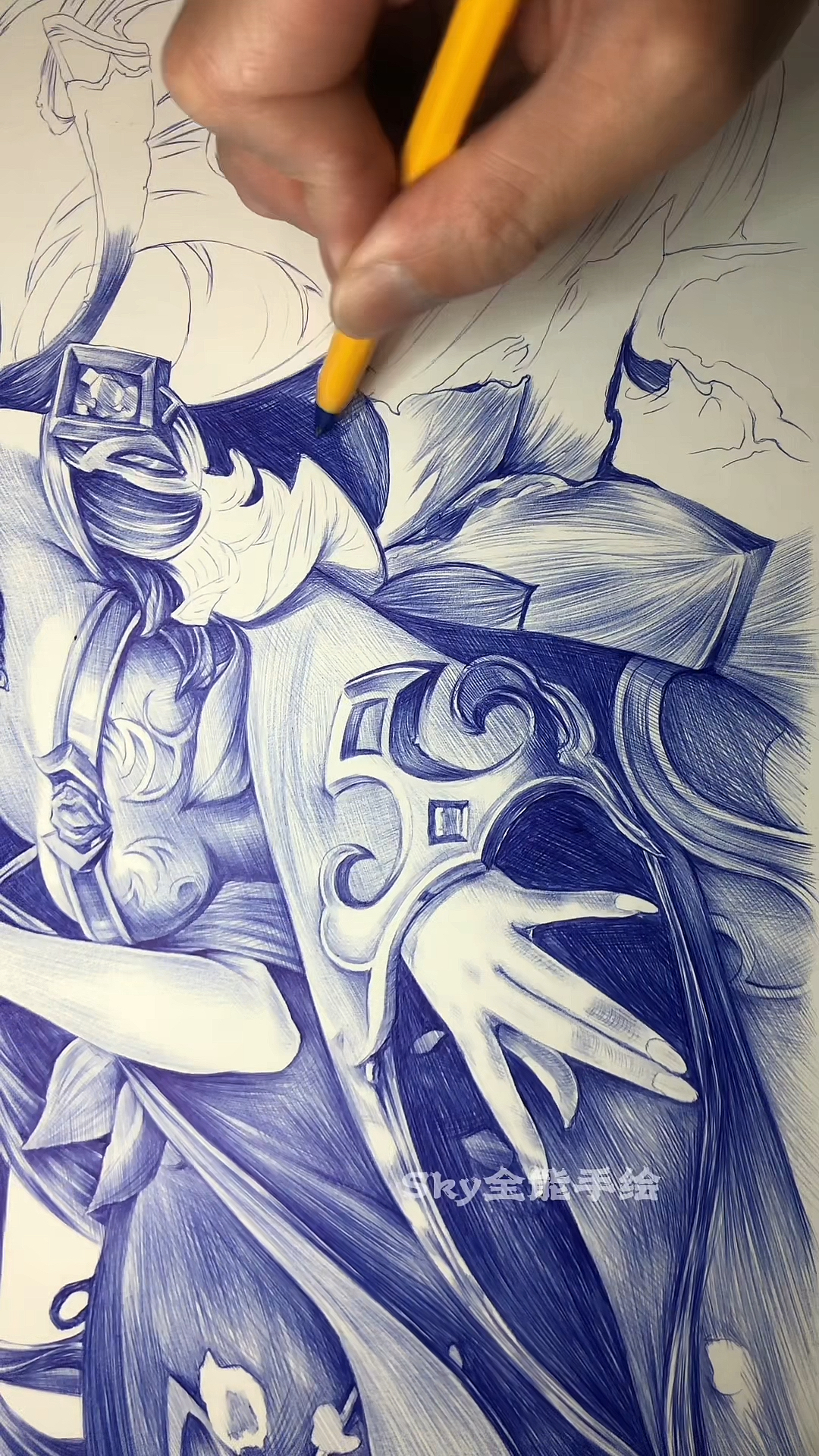 画画原来如此简单#圆珠笔也可以画王者人物貂蝉美女-度小视