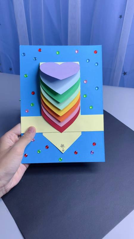 手工贺卡教师节做一个好看的彩虹瀑布贺卡老师收到一定会很惊喜
