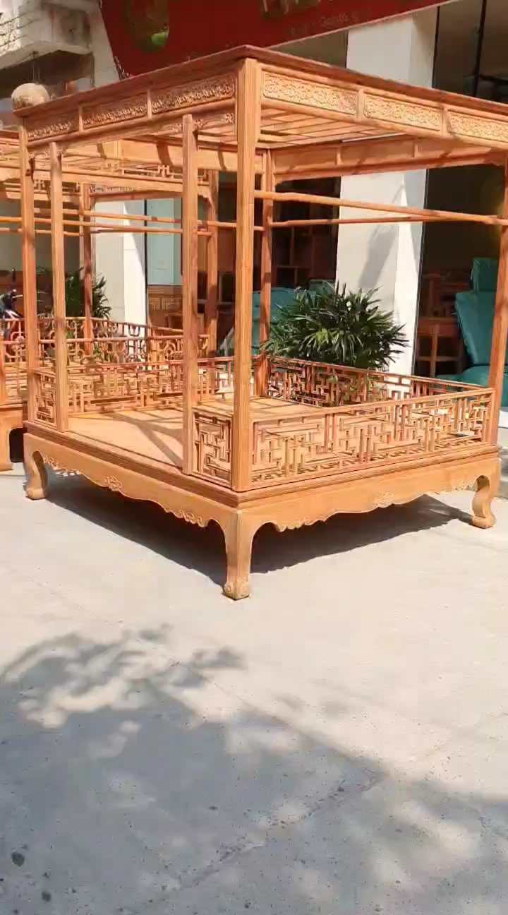 红木家具#缅甸花梨木架子床