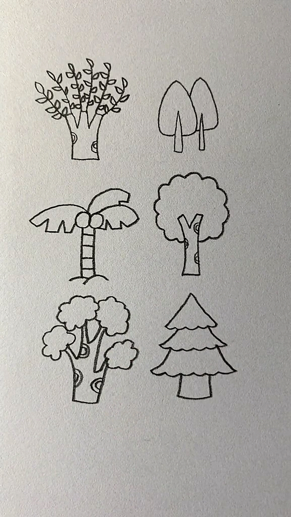 简笔画#六种简单实用的树画法