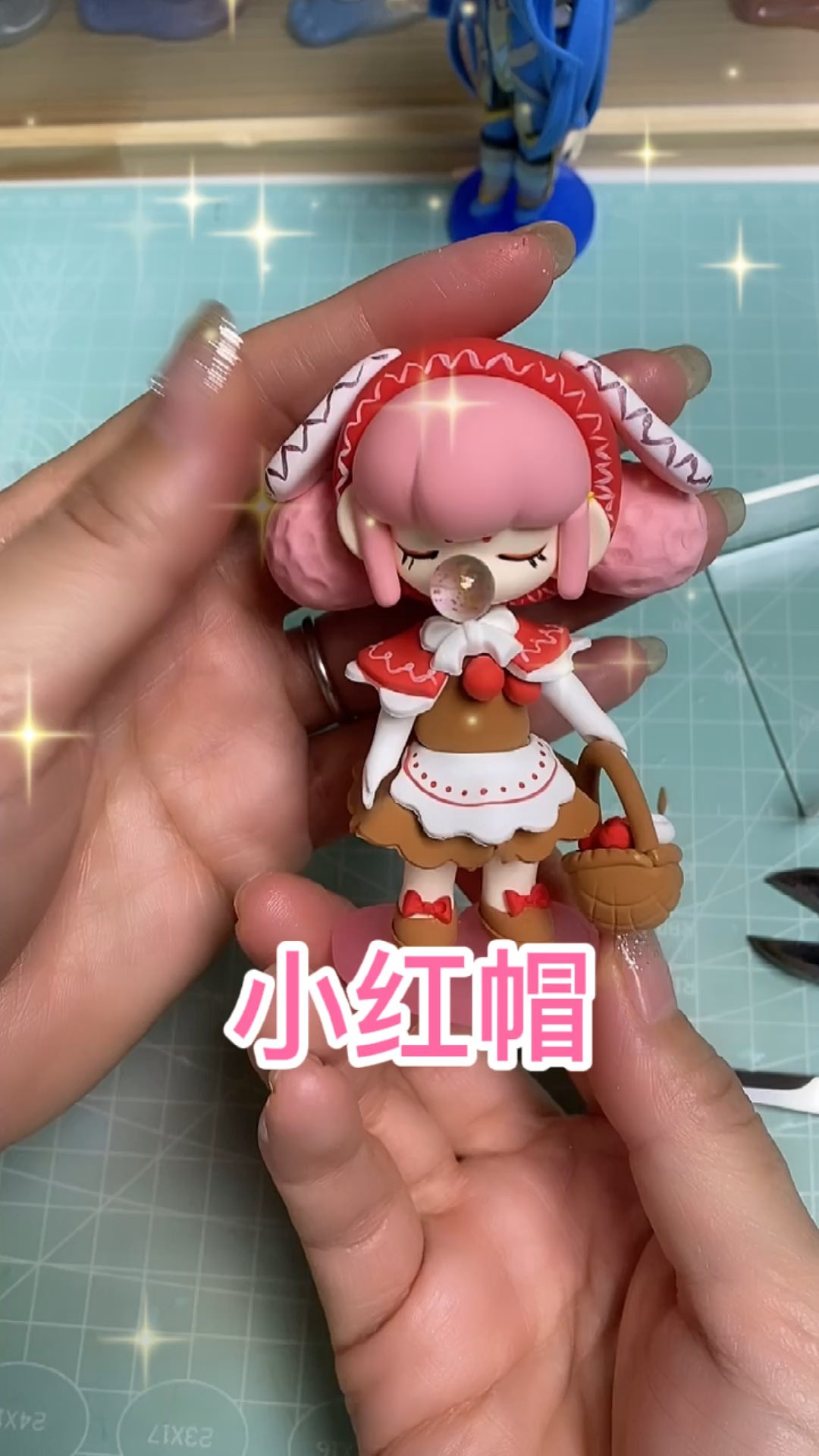 超轻粘土#迷你世界粉,快来接住你的小红帽-度小视