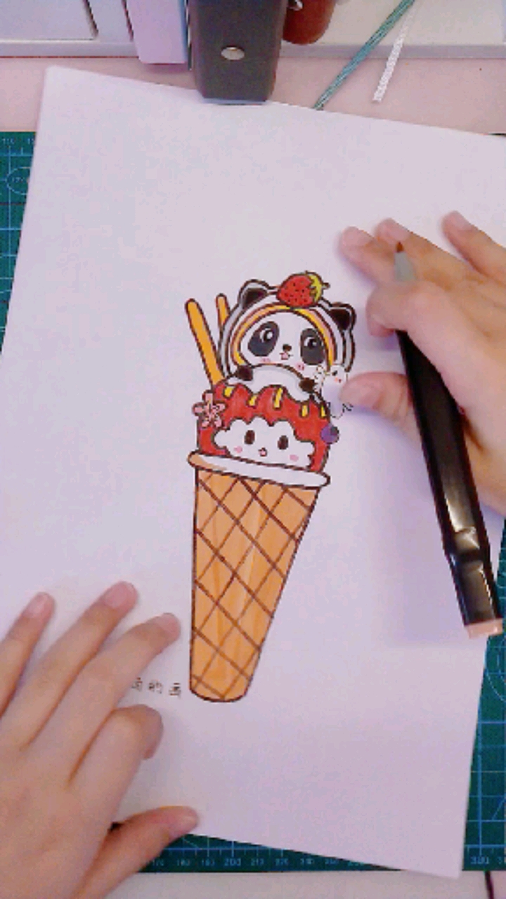 画画原来如此简单一看就会可爱萌简笔画冰淇淋艾炀的画