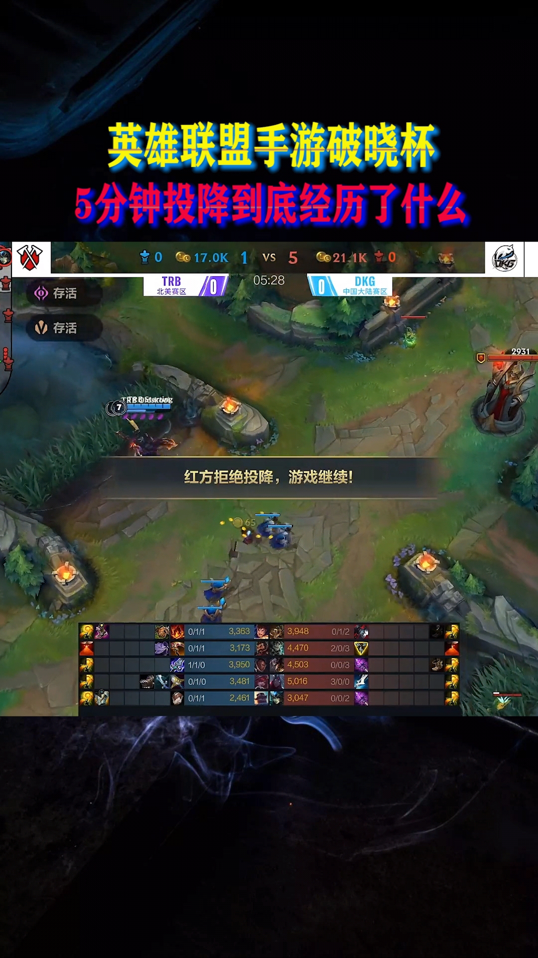 搞笑视频#英雄联盟手游破晓杯,职业赛5分钟被打投降,到底经历了什 ??