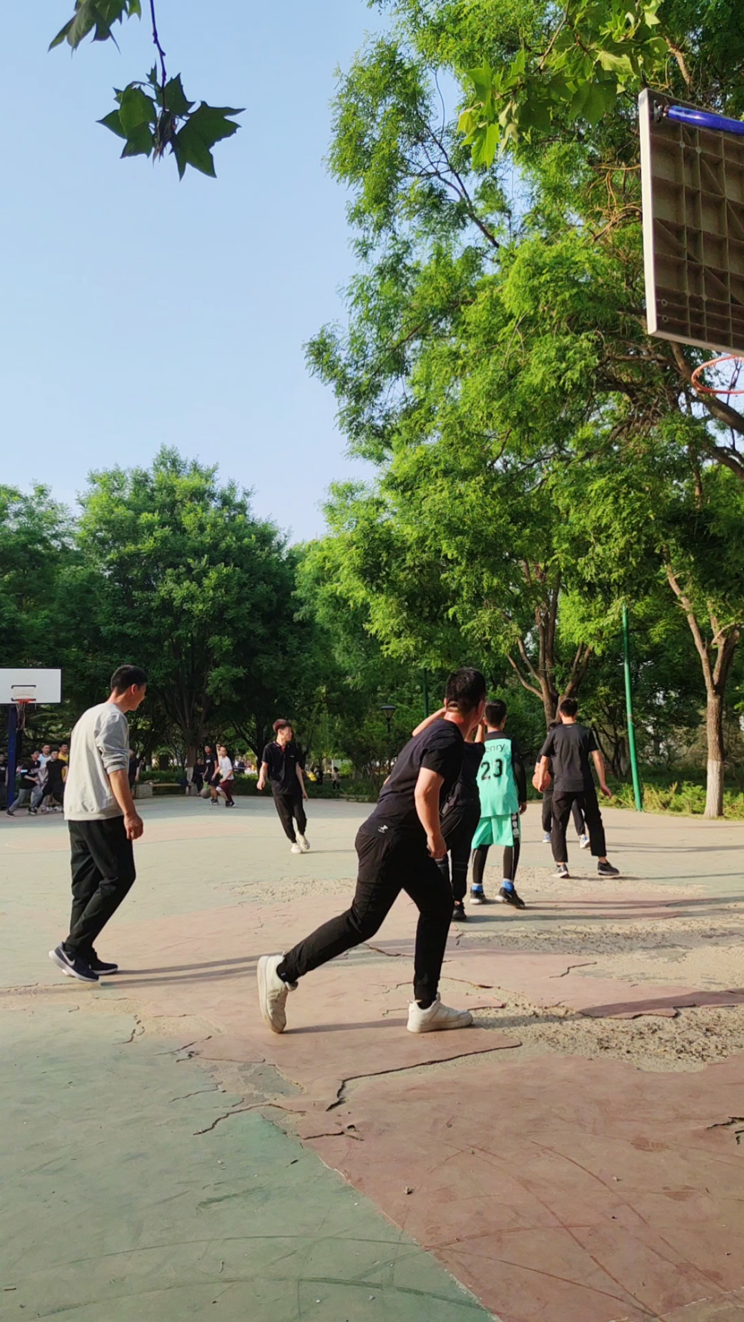 篮球#周末公园里越级"打野"