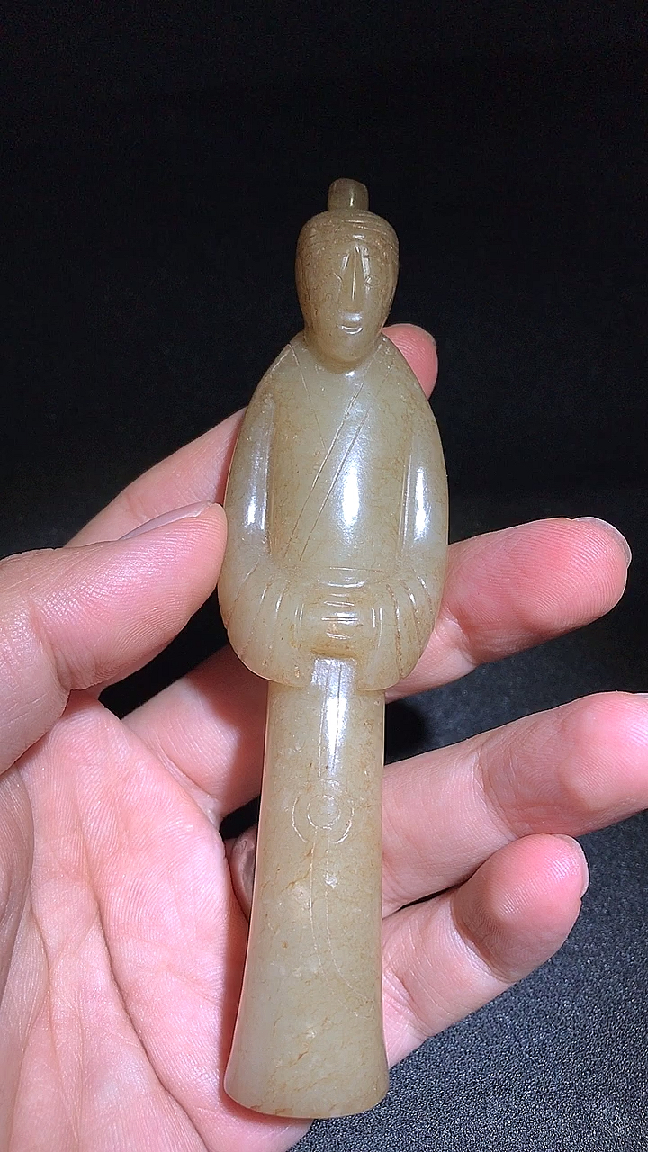 #高古玉#精品高古汉代和田玉圆雕玉人-度小视