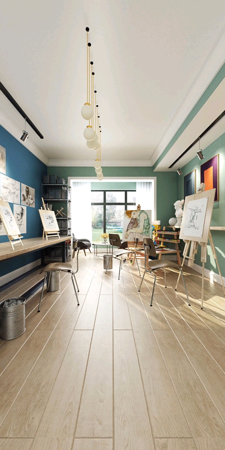 装修设计#现代简约画室装修设计,风格搭配简单得体使学生视觉效果上