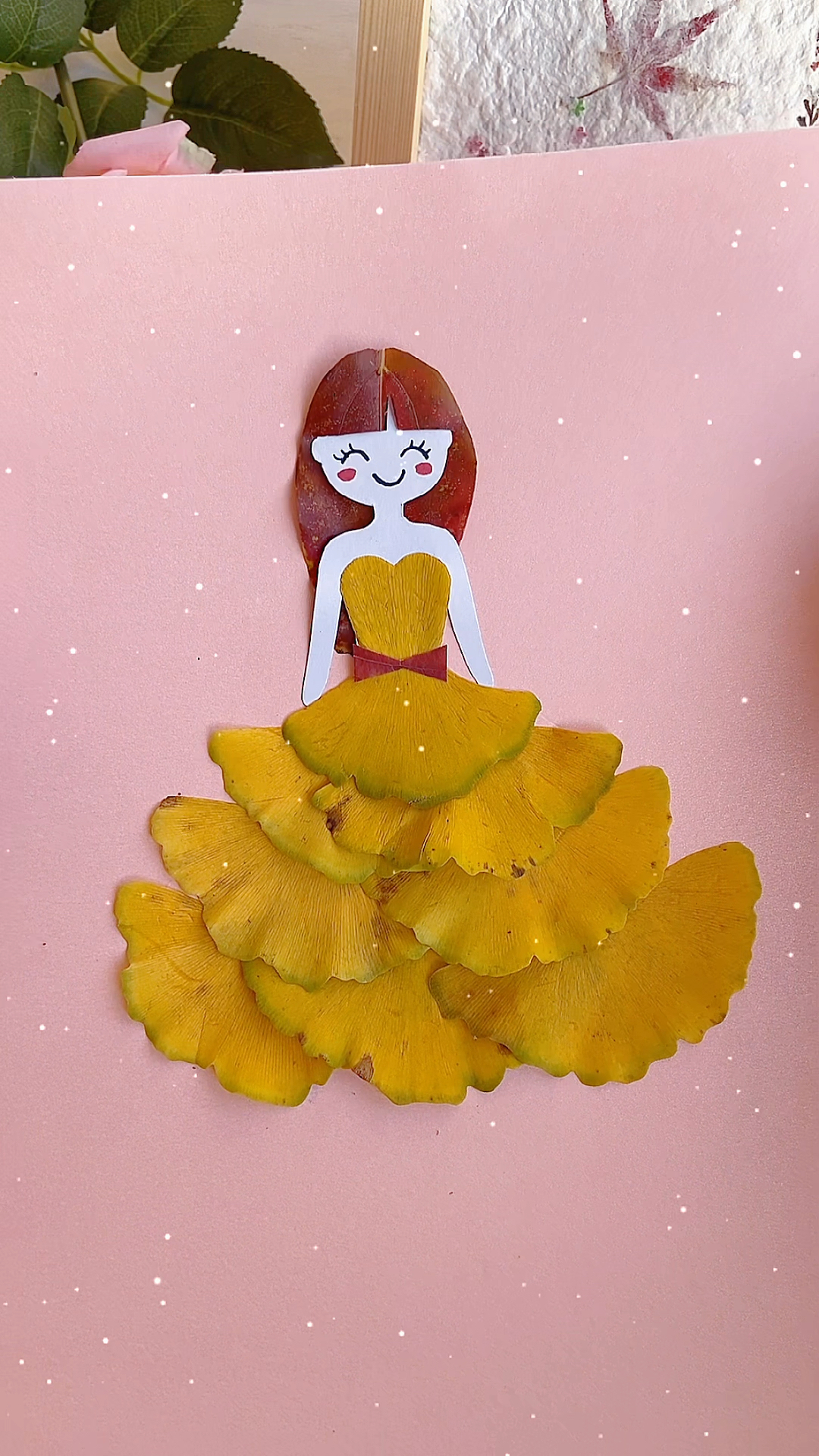 创意手工diy银杏叶黄了用它们来做一幅好看的树叶贴画吧