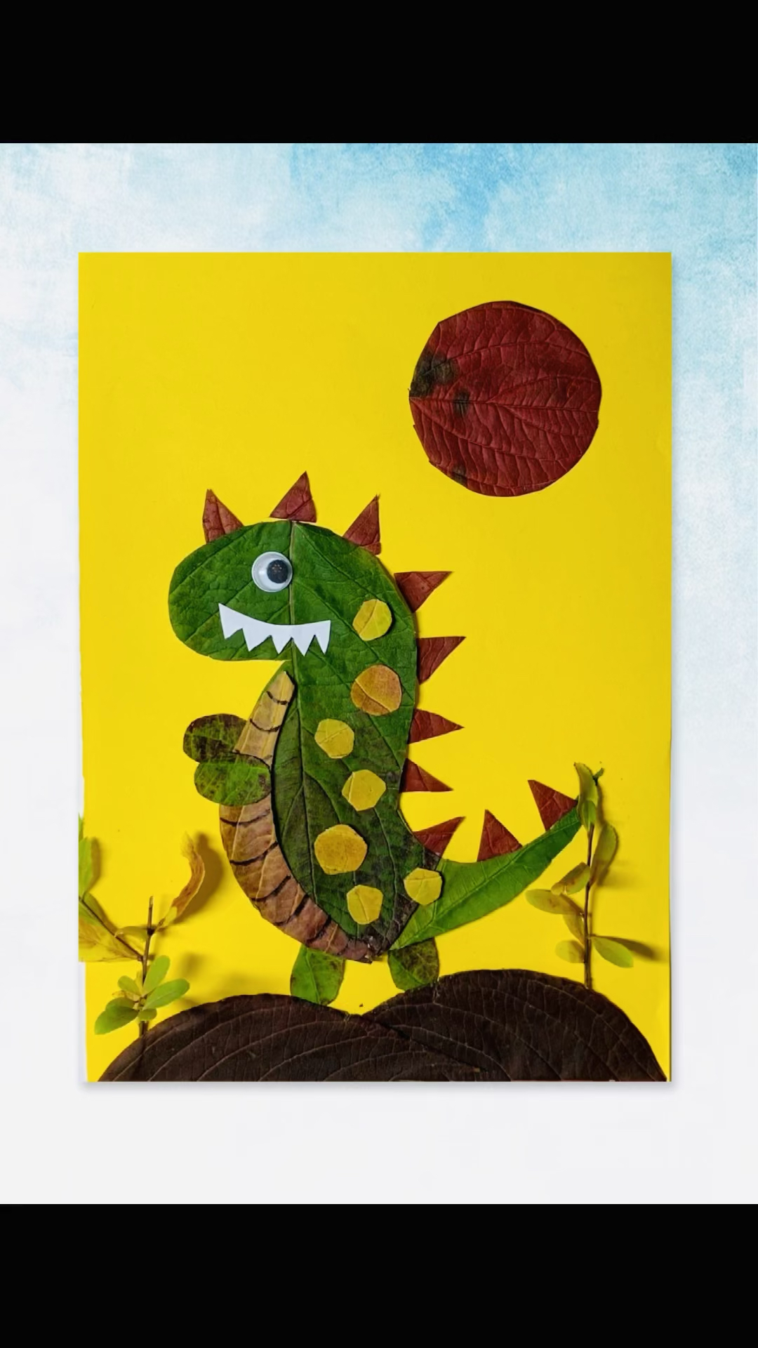 树叶贴画#恐龙树叶贴画