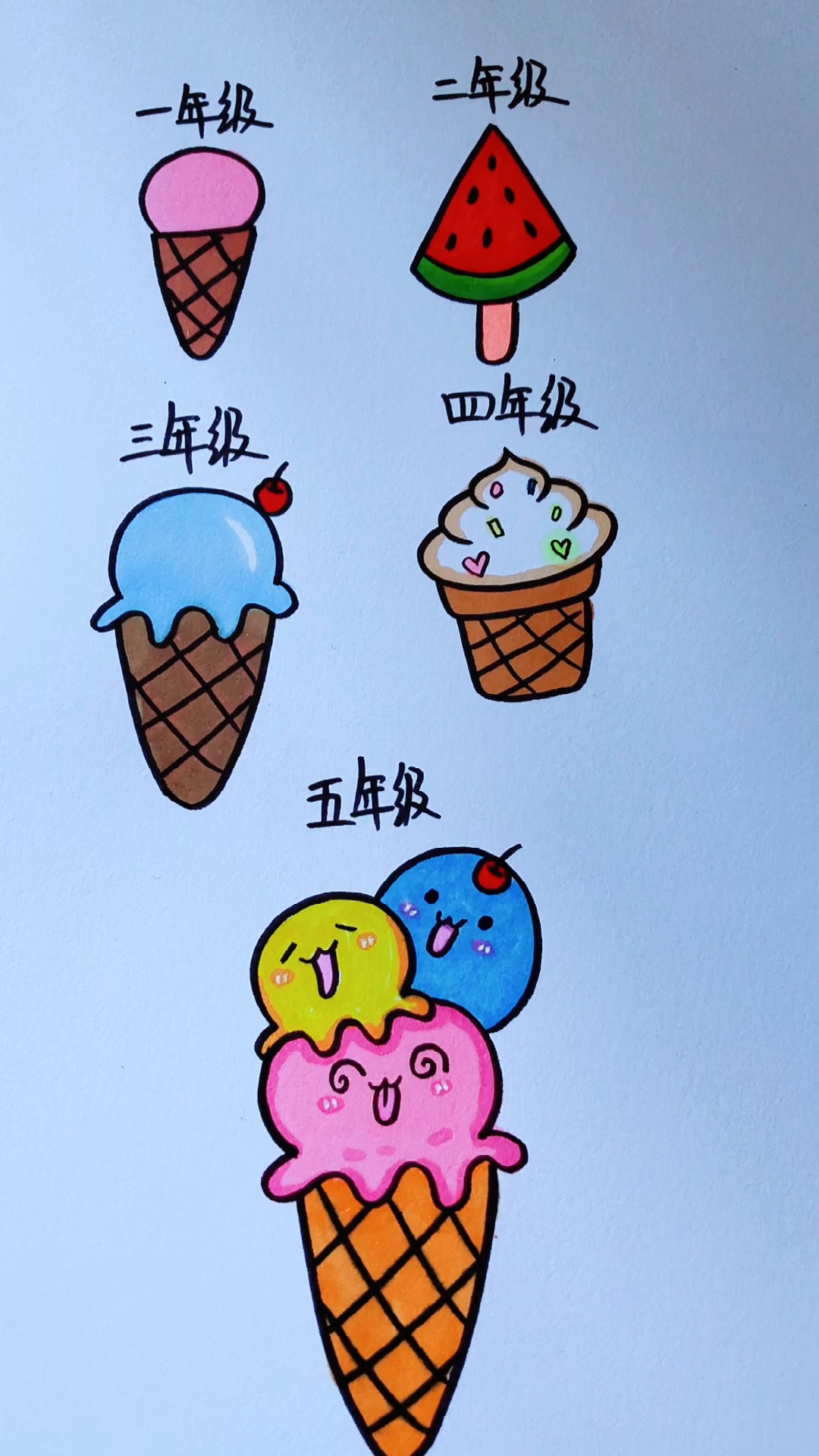 简笔画各种冰淇淋的画法你现在哪一种