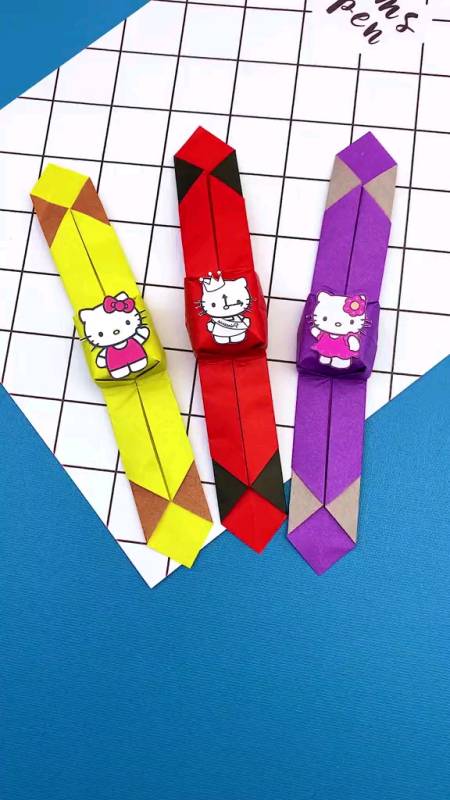 手工折纸#超可爱的折纸手环,太喜欢了!赶紧动手试试吧