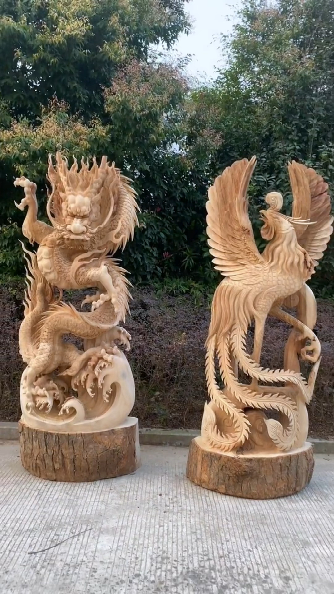 木雕#木雕龙凤呈祥摆件