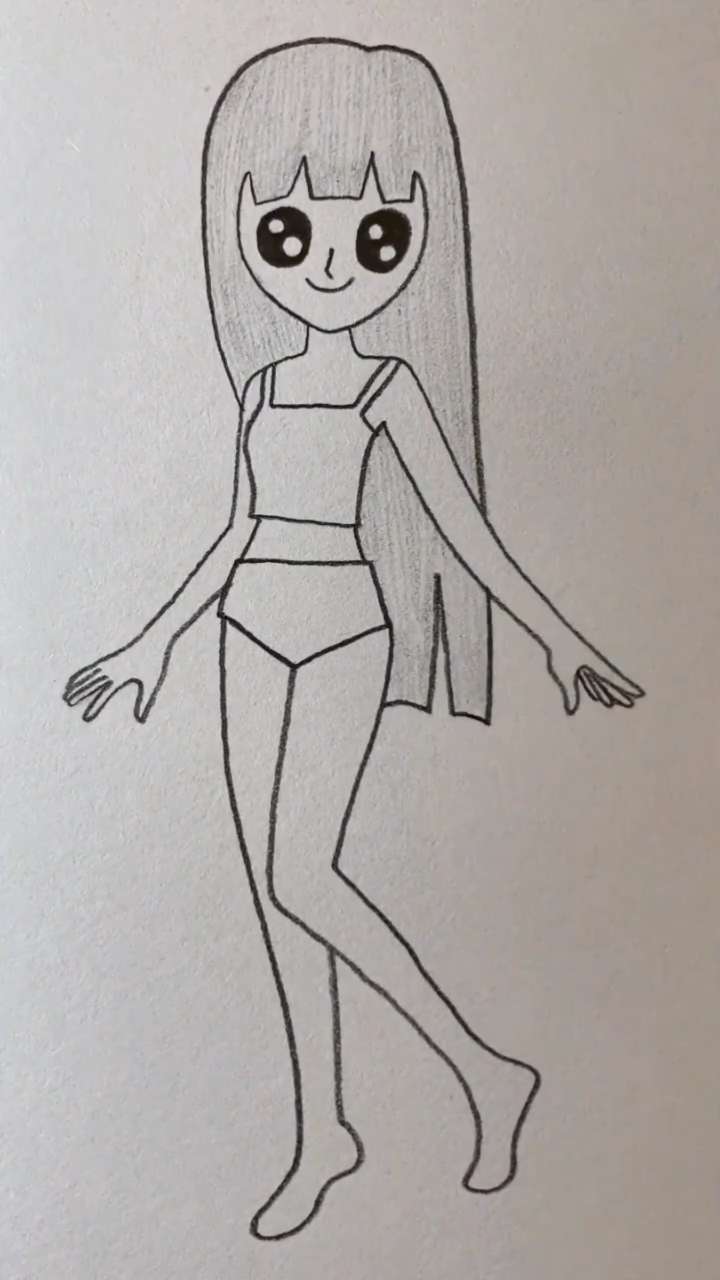 画画原来如此简单#画长发女生