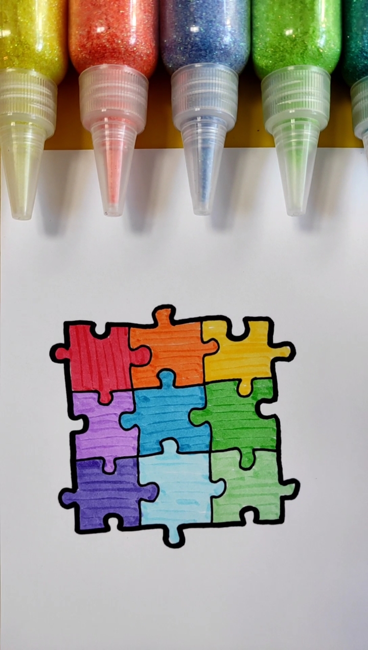 简笔画#简笔画彩色拼图