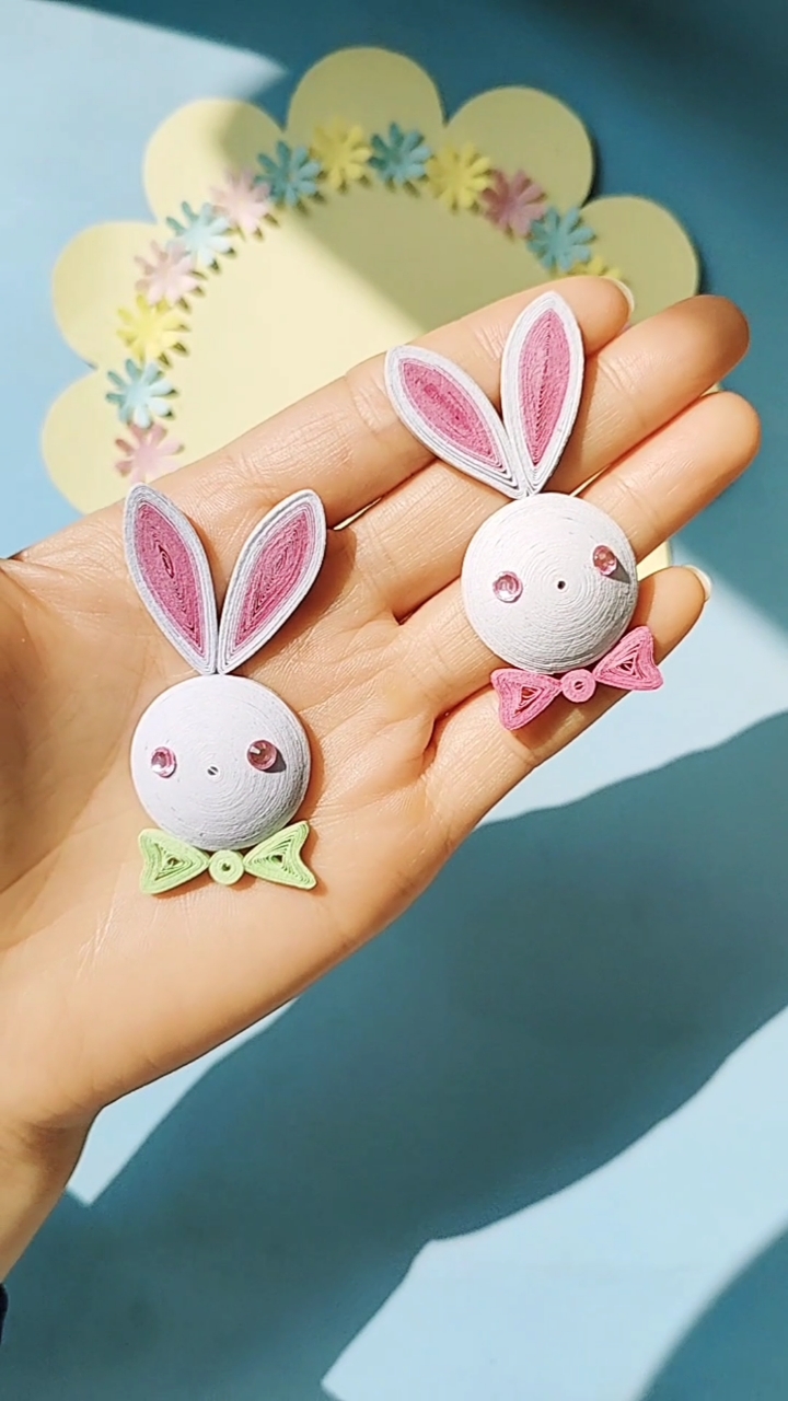 我的衍纸日记#中秋节快到了,用纸条盘两只可可爱爱的萌兔子吧-度惺佑