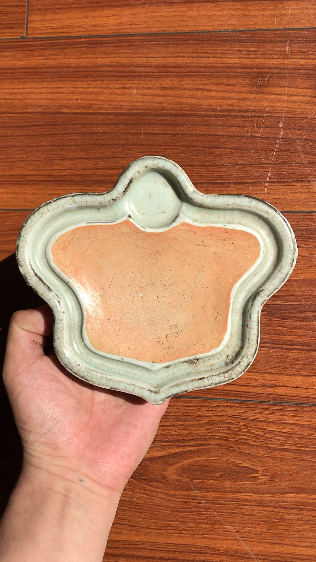 元代哥釉权形瓷砚