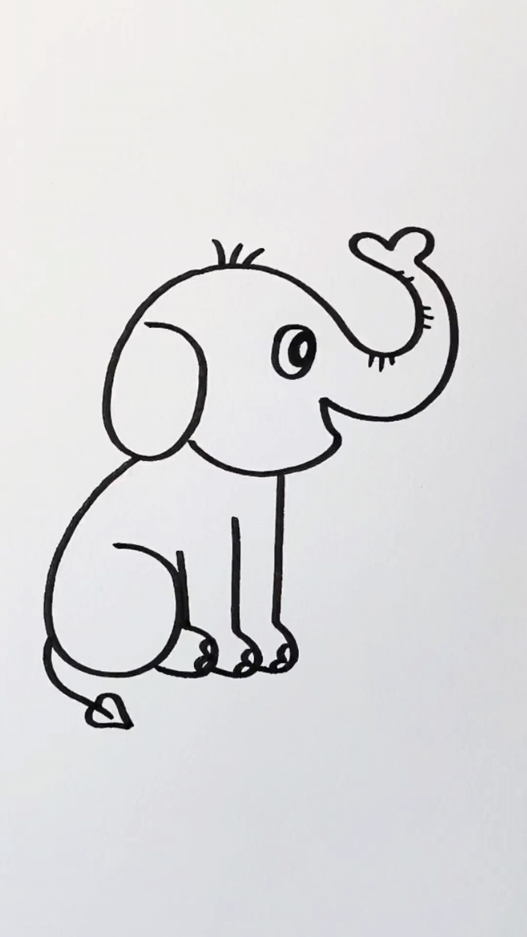 创意简笔画#呆萌的小象