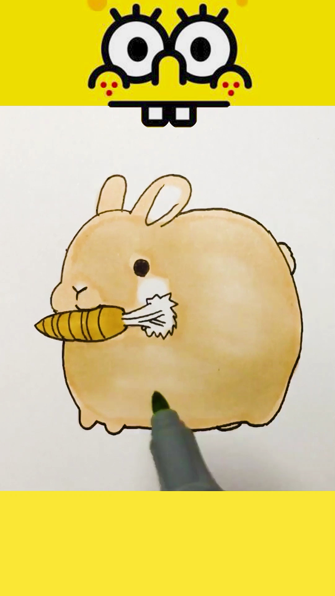 简笔画小黄兔吃的太肥了