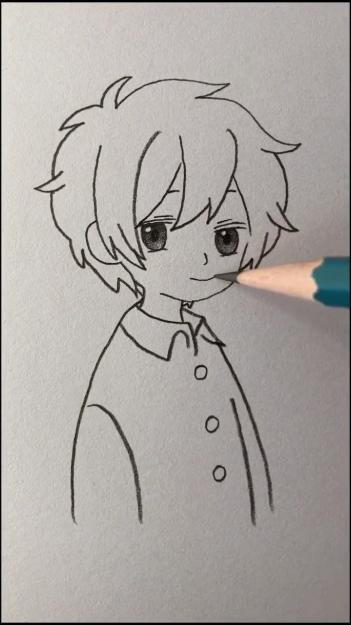 画画原来如此简单#画治愈系呆萌小男孩