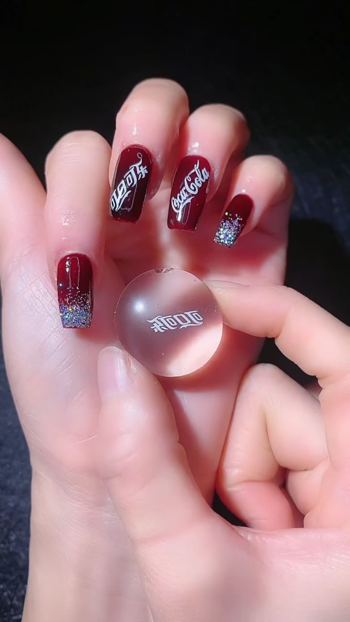 一秒转印,可口可乐大牌风美甲