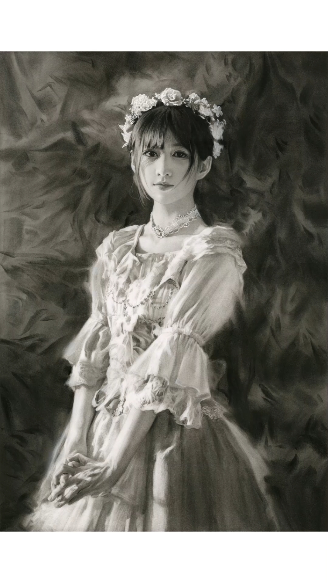 #绘画#学员写实素描作品《花仙子》-度小视