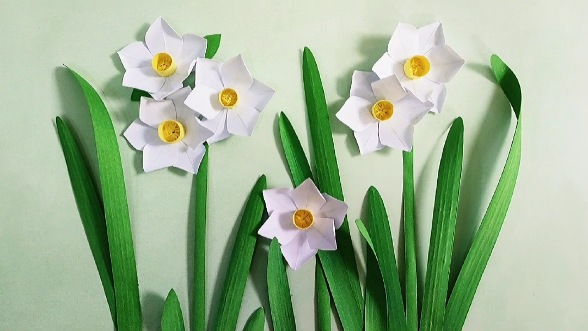 我的衍纸日记#纸艺水仙花,给清冷的冬天增添一抹新绿