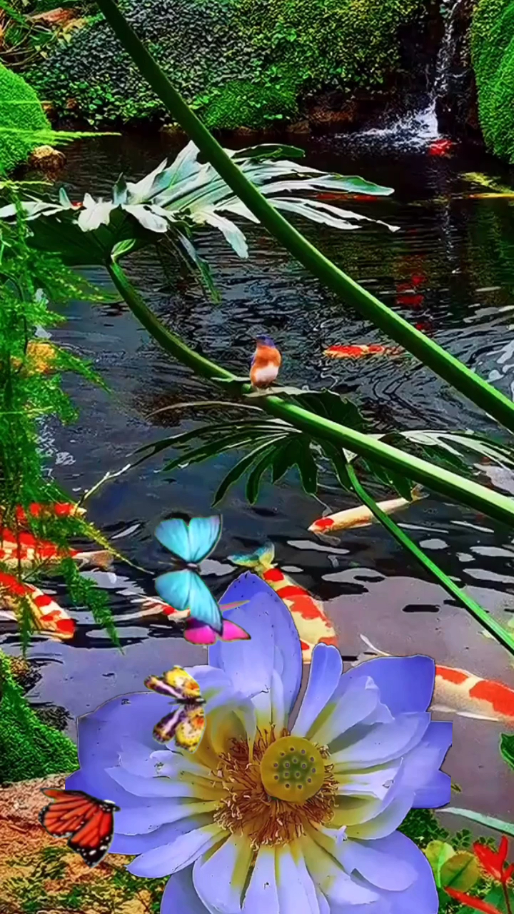 春天来了#荷塘春色,连年有鱼,鸟鸣蝶飞,很好的风景
