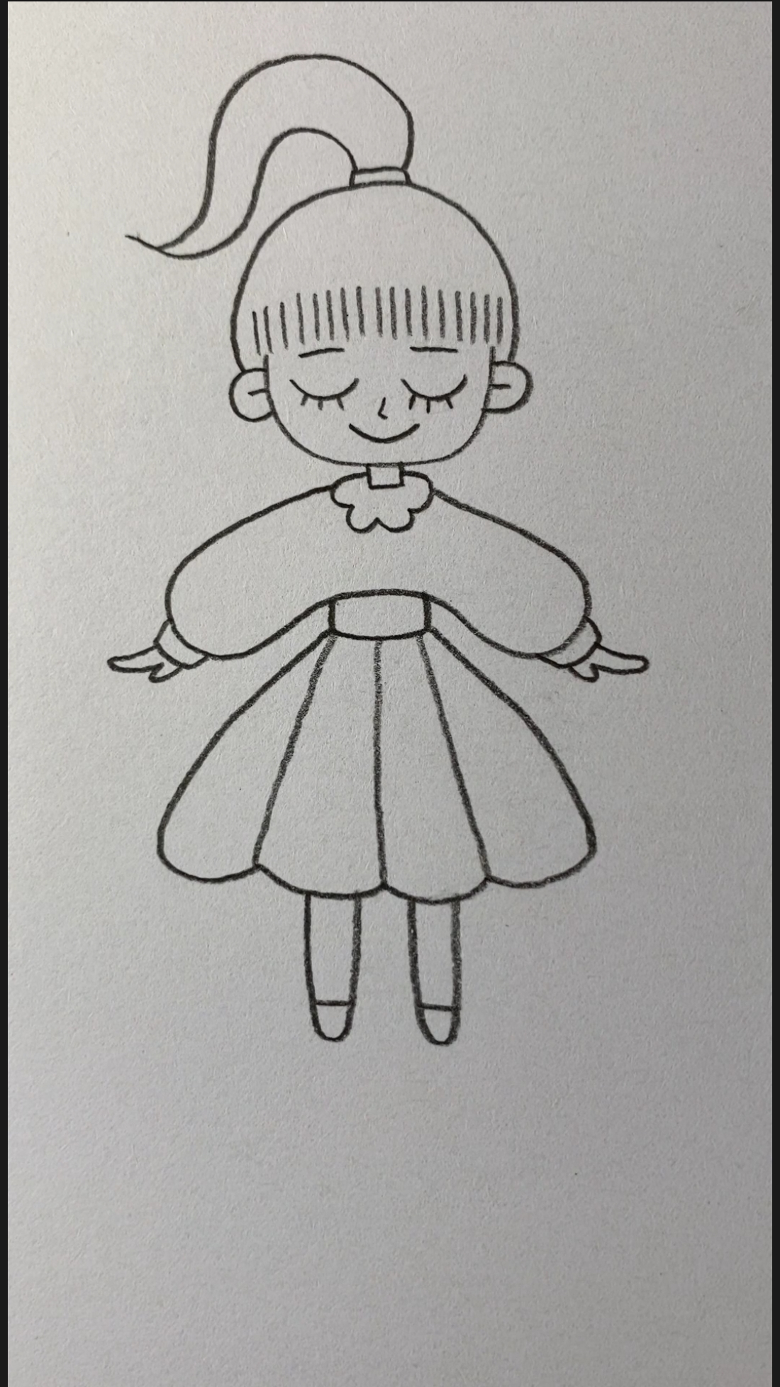 画美丽的马尾辫小女孩