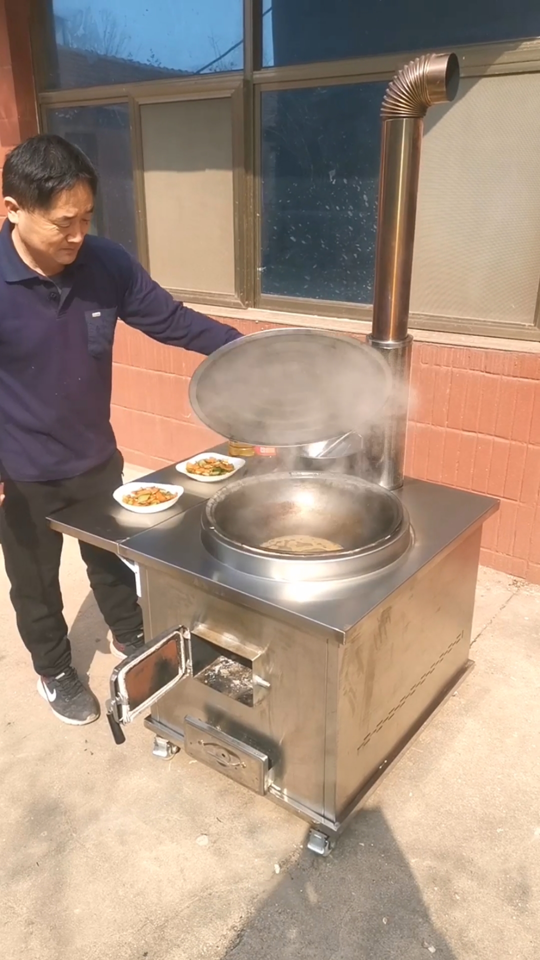 移动铁锅柴火灶#最干净卫生且方便的柴火灶大锅灶柴气两用灶台