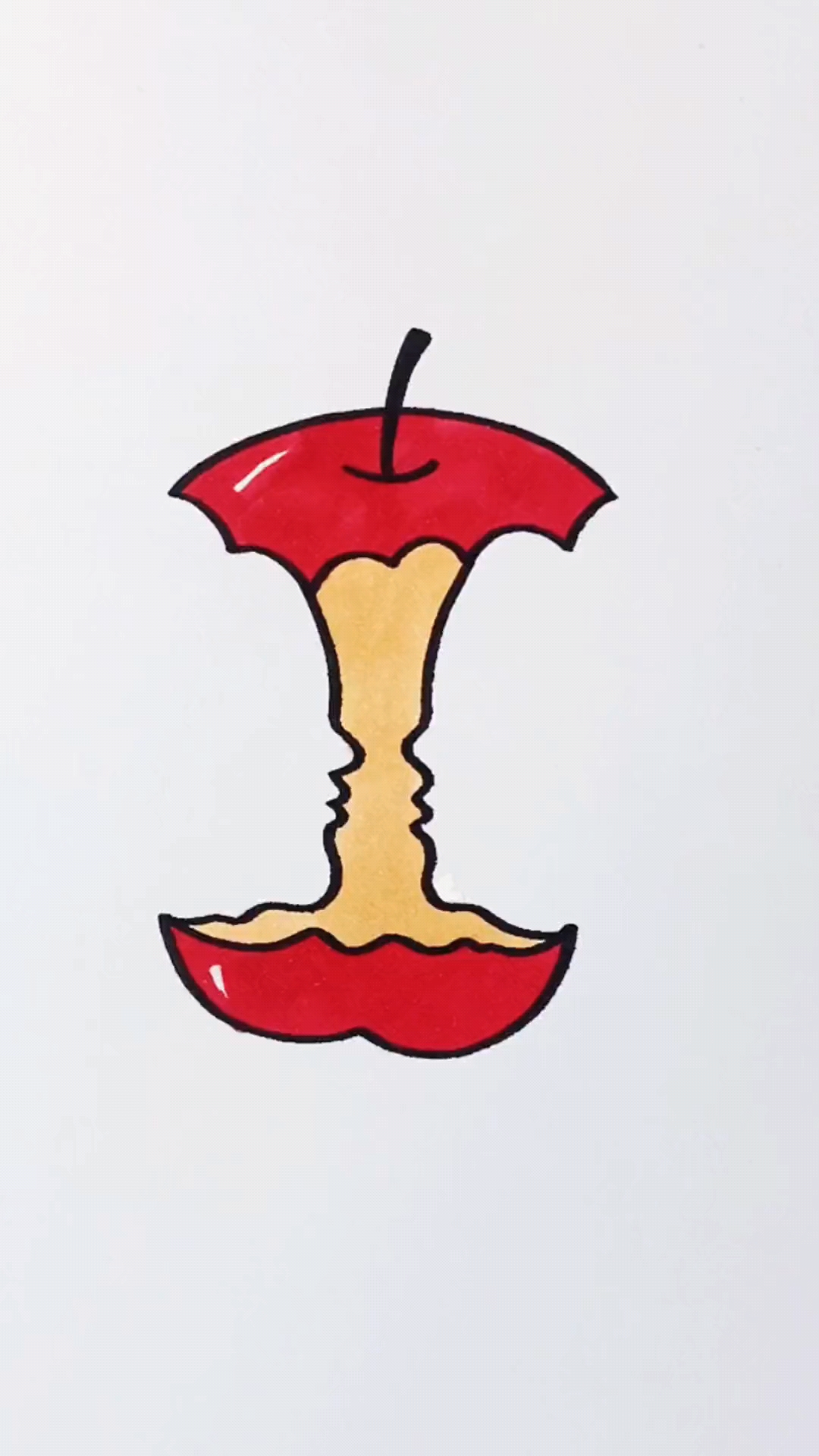 创意简笔画#被咬了的苹果