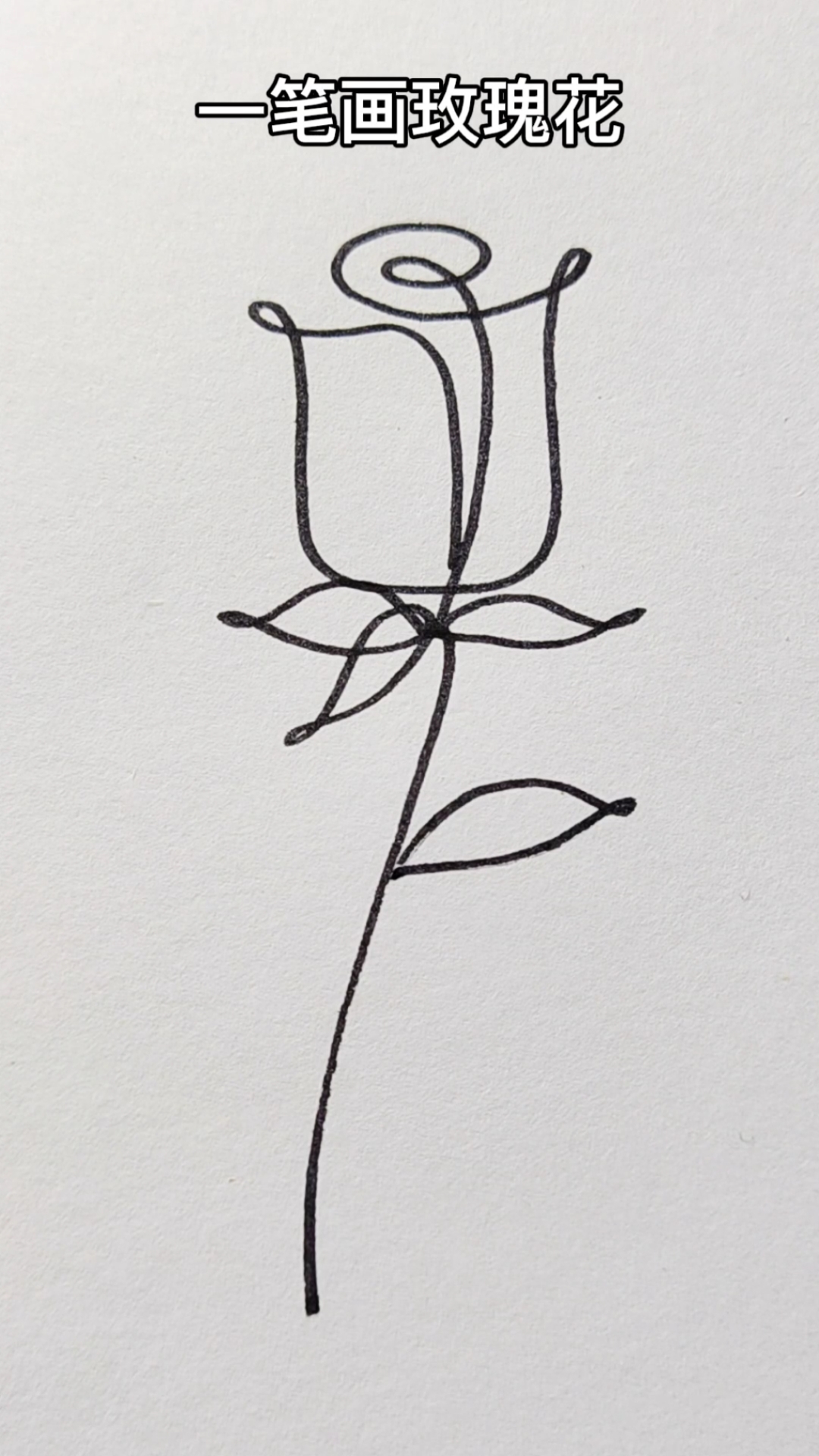 #画画原来如此简单#一笔画玫瑰花,超简单的一看就会系列