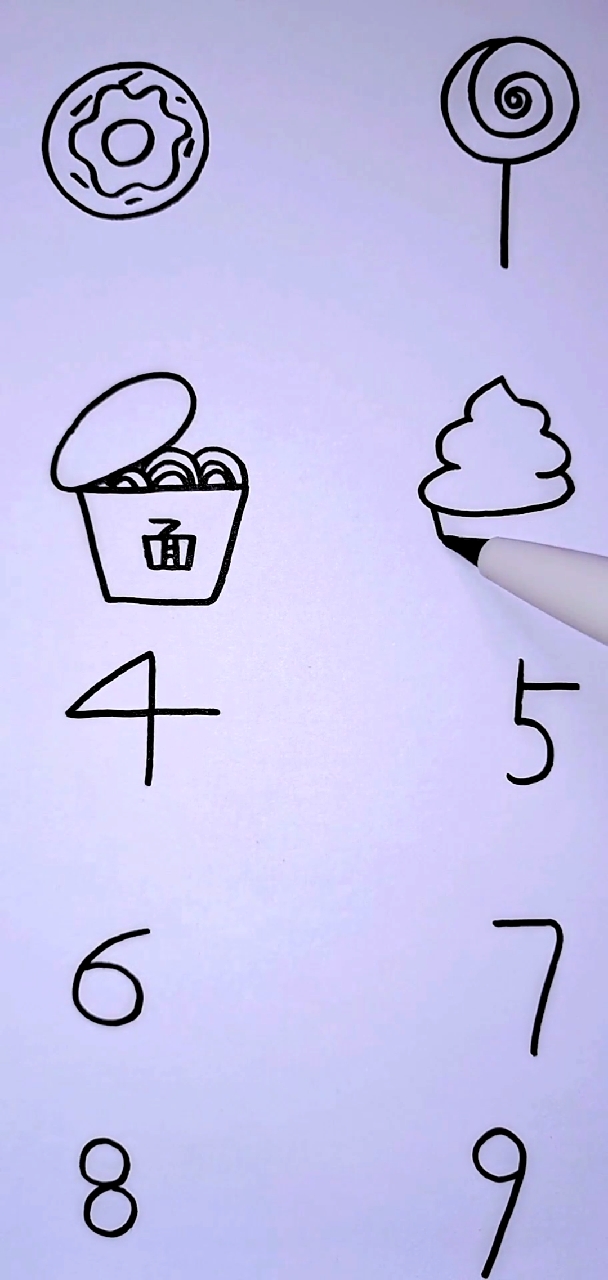 简笔画#用数字0～9画美食